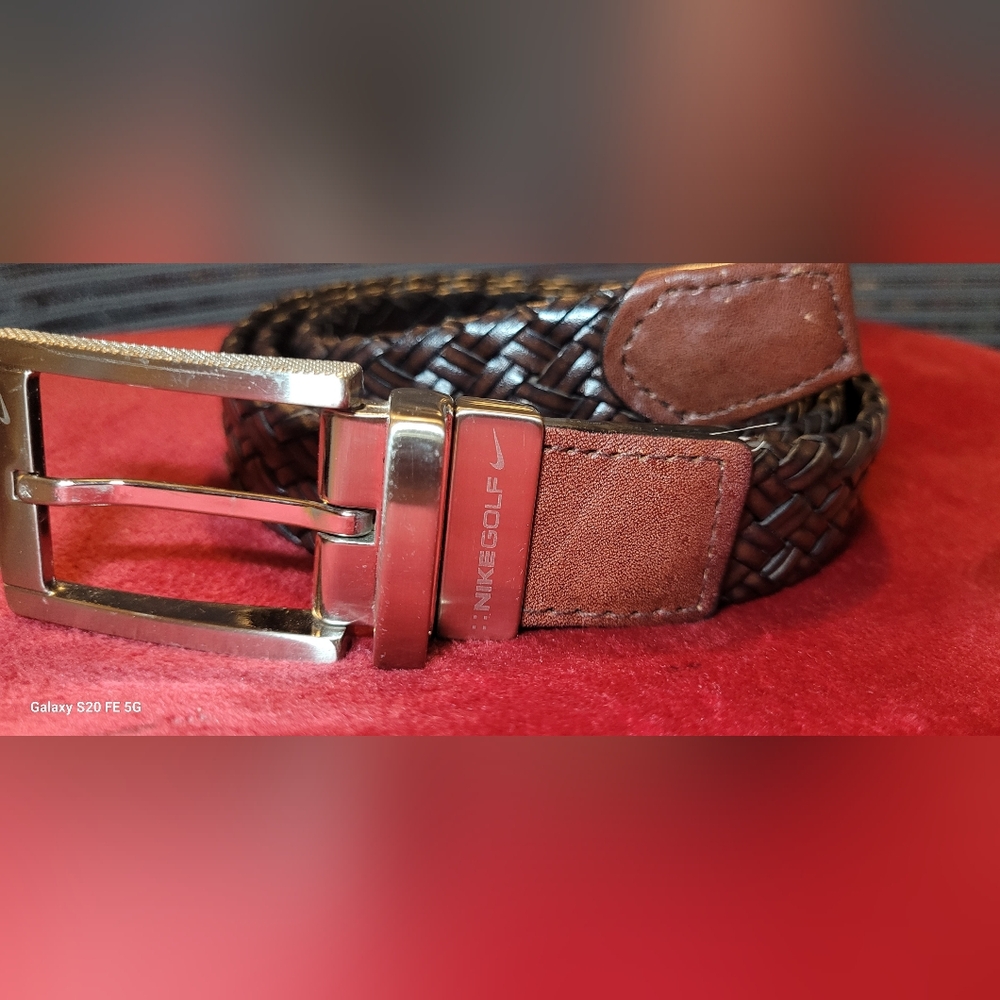 Nike Brown/Black Reversible Braided Leather Belt
